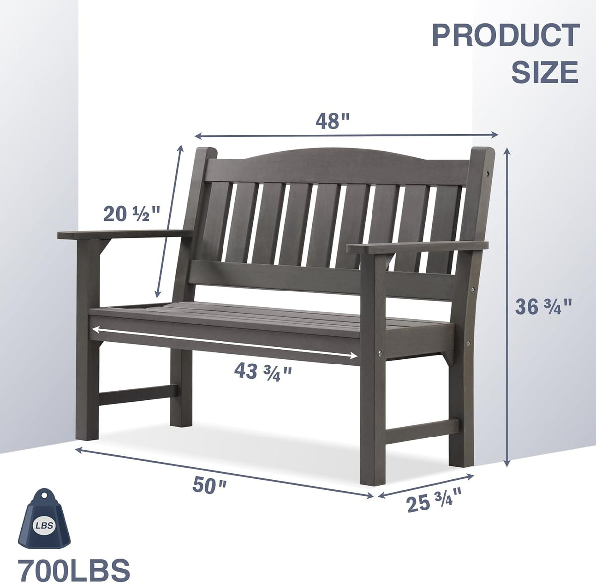 Psilvam 2-Person Outdoor Memorial Bench, All-Weather Poly Lumber Garden Bench, Rot-Resistant
