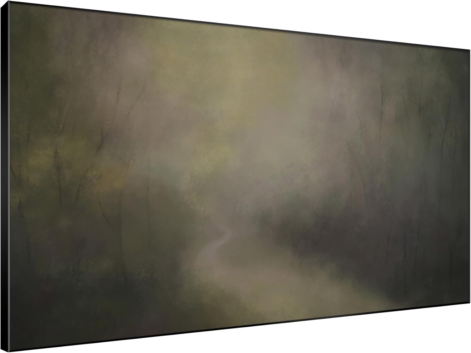SIGNWIN 46"x72" Extra Large Framed Wall Art Muted Forest Path Soft Misty Woodland Scene