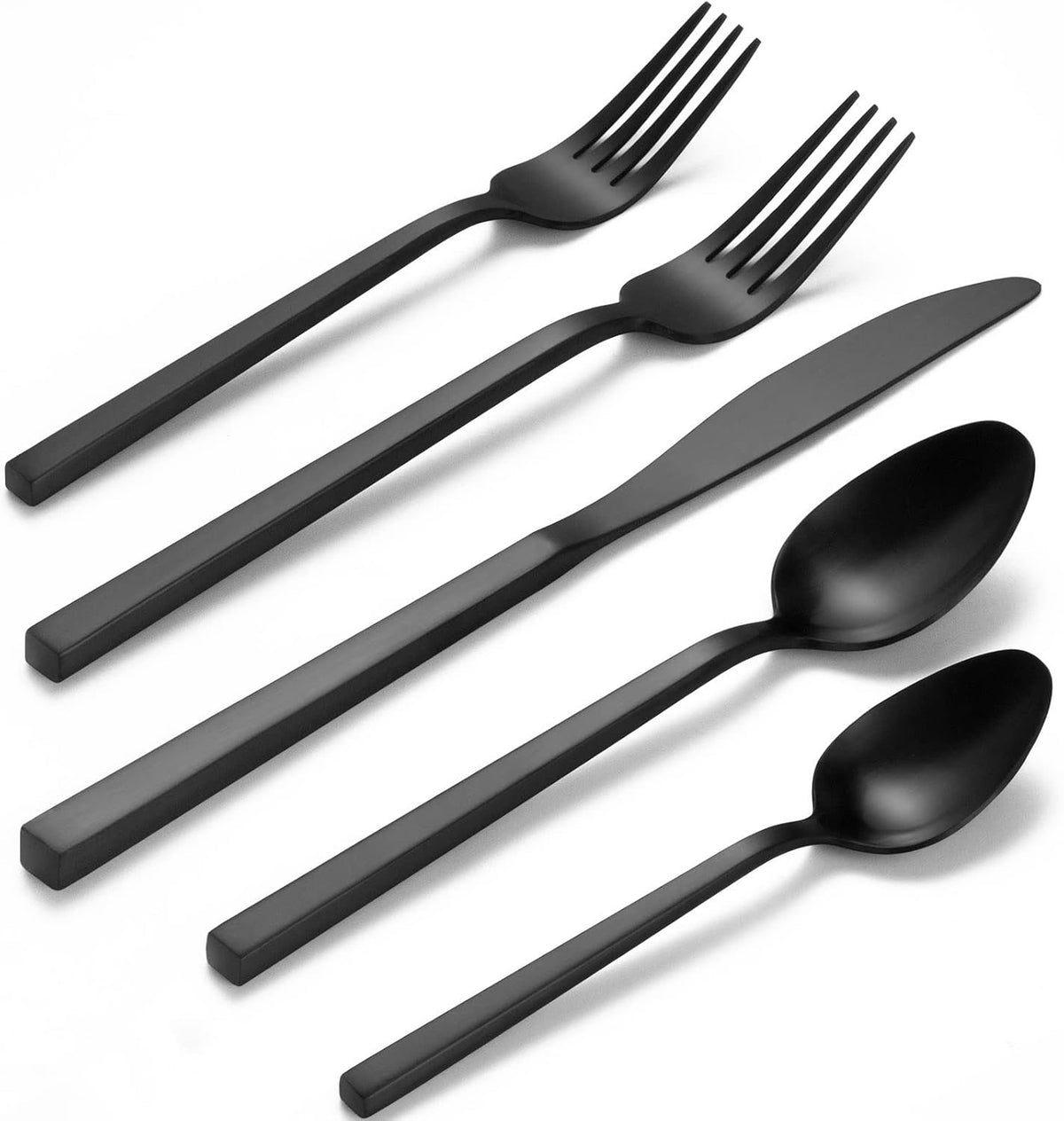 Alata Cube Black 20-Piece Forged Silverware Set Stainless Steel Flatware Set,Service for 4,Matte