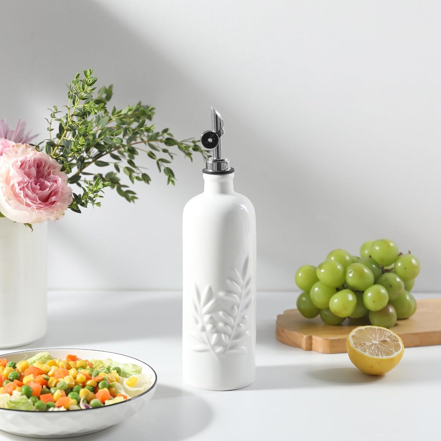 Sweejar 18 Oz Oil Dispenser for Kitchen with Gravity Spout, Ceramic Olive Oil Dispenser Bottle