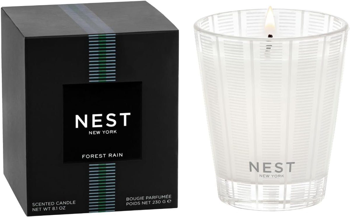 NEST New York Scented Classic Candle, Forest Rain - 8.1 oz - Up to 60-Hour Burn Time - Reusable