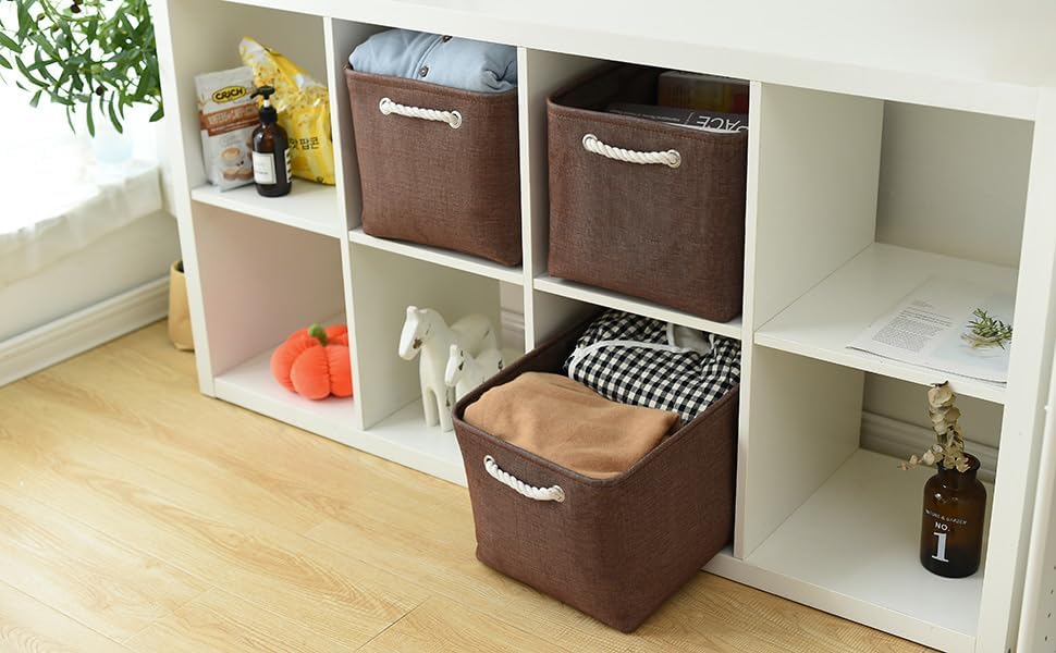 TheWarmHome Organization and Storage Basket for Shelves - 3 Pack 16x12x12 inch Fabric Storage