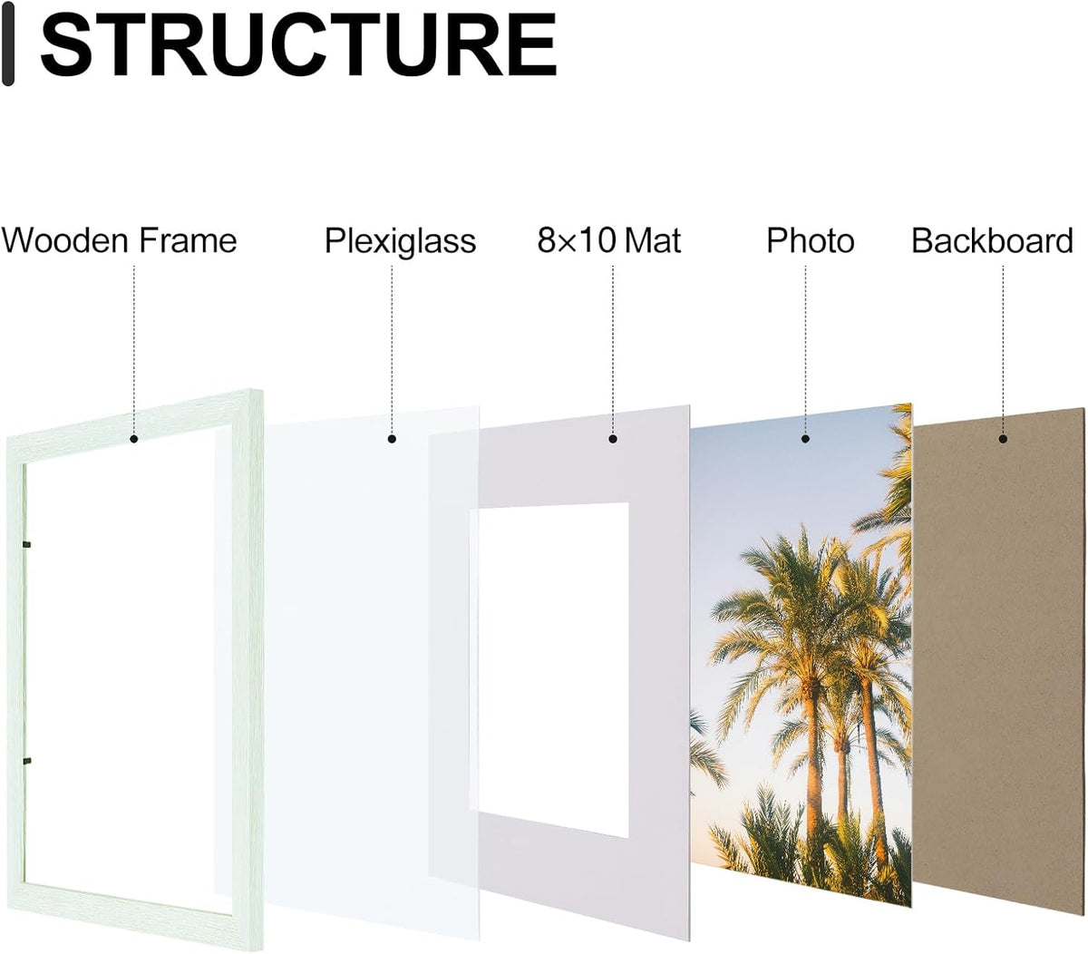 Vittanly 11x14 Picture Frames Set of 9, Shatter Resistant Plexiglass, Display 8x10 Pictures with