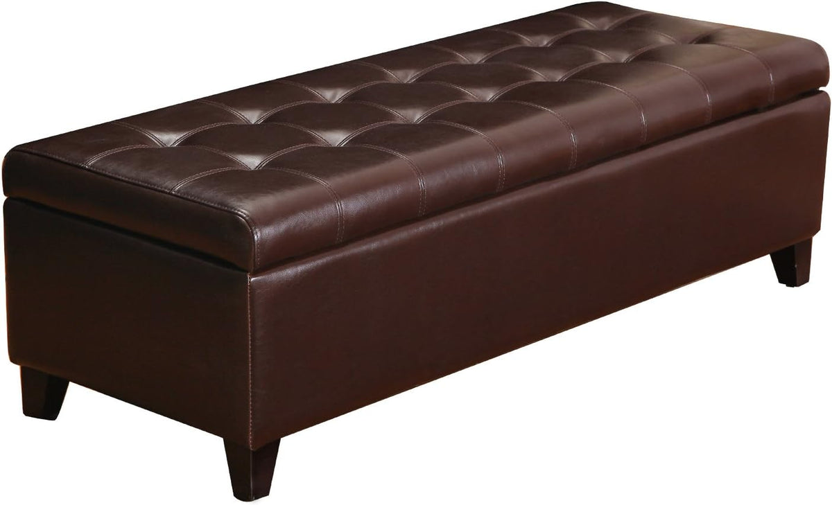 Joveco Storage Ottoman Bench, 51 Inch Leather Tufted Bench for End of Bed, Bedroom, Living Room