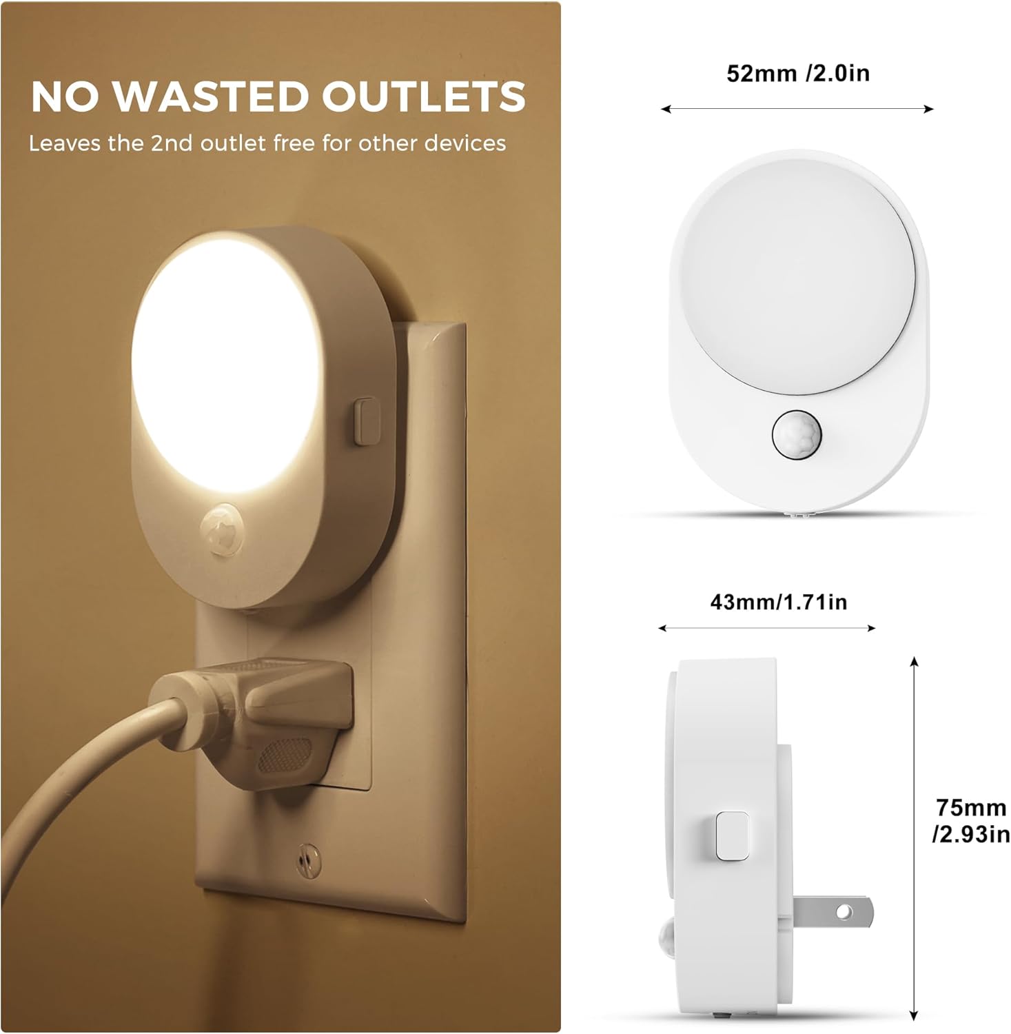 L LOHAS LED Motion Sensor Night Light,[2-PACK] Night Lights Plug into Wall,Motion Sensor and Dusk