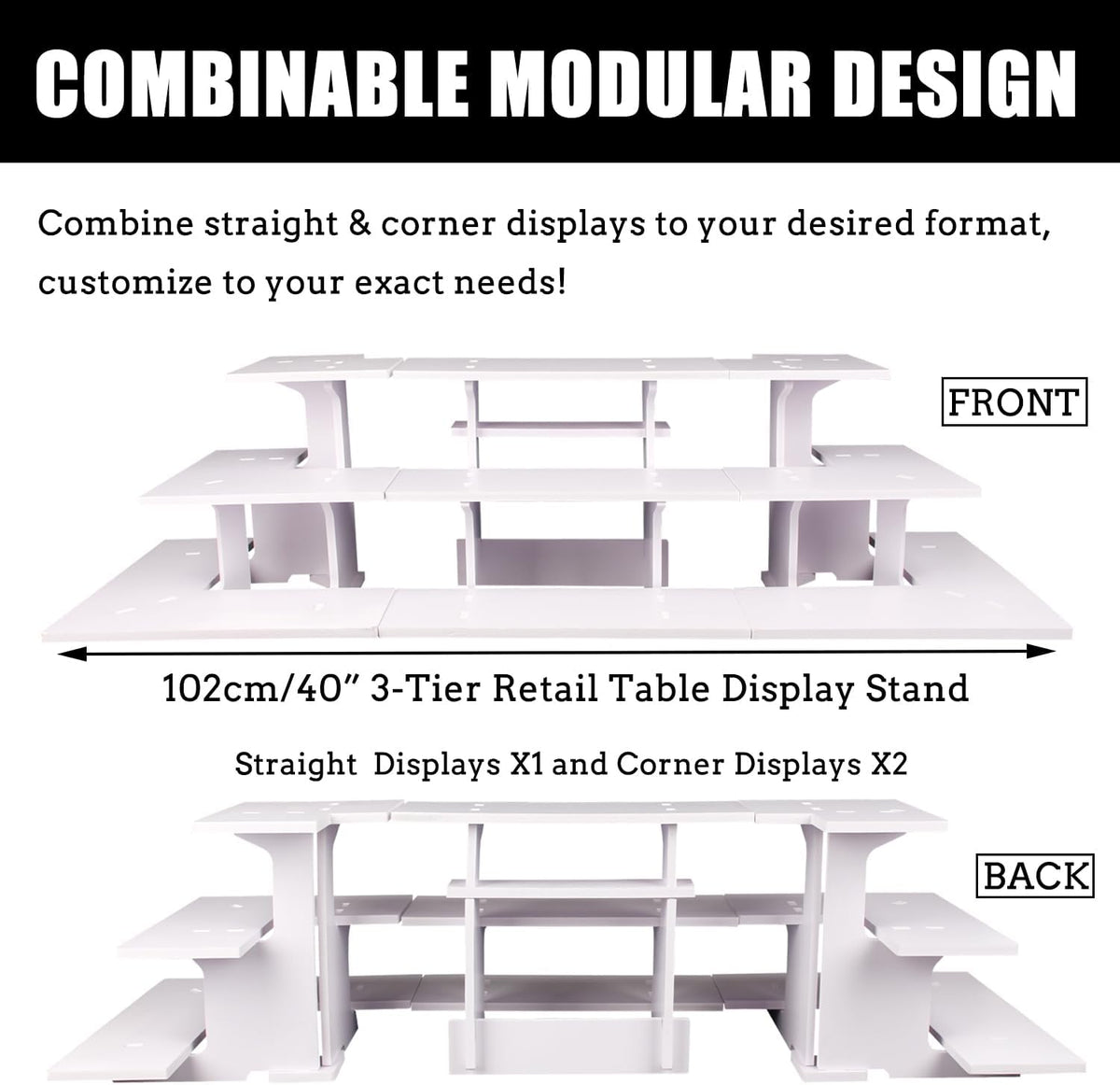 WANLIAN 3-Tier Straight Retail Table Display Stand, Portable Display Rack Shelves for Vendors