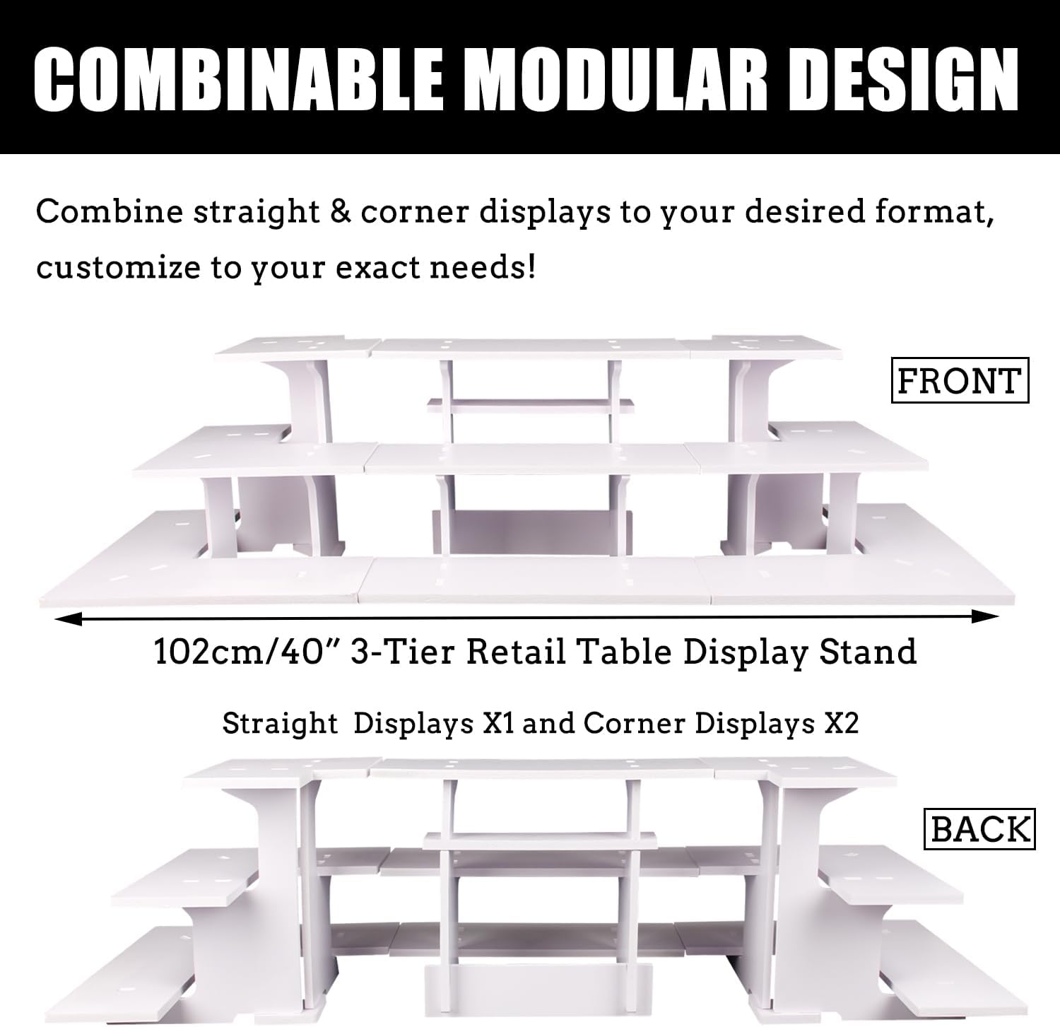 WANLIAN 3-Tier Corner Retail Table Display Stand, Portable Display Rack Shelves for Vendors, Craft