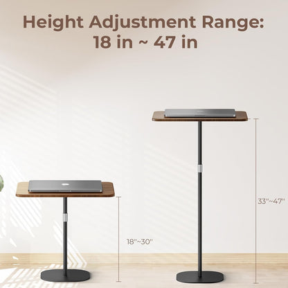 Portable Laptop Floor Stand, Bedside/Sofa Table with Height Adjustable 18''~47'', Stylish Movable