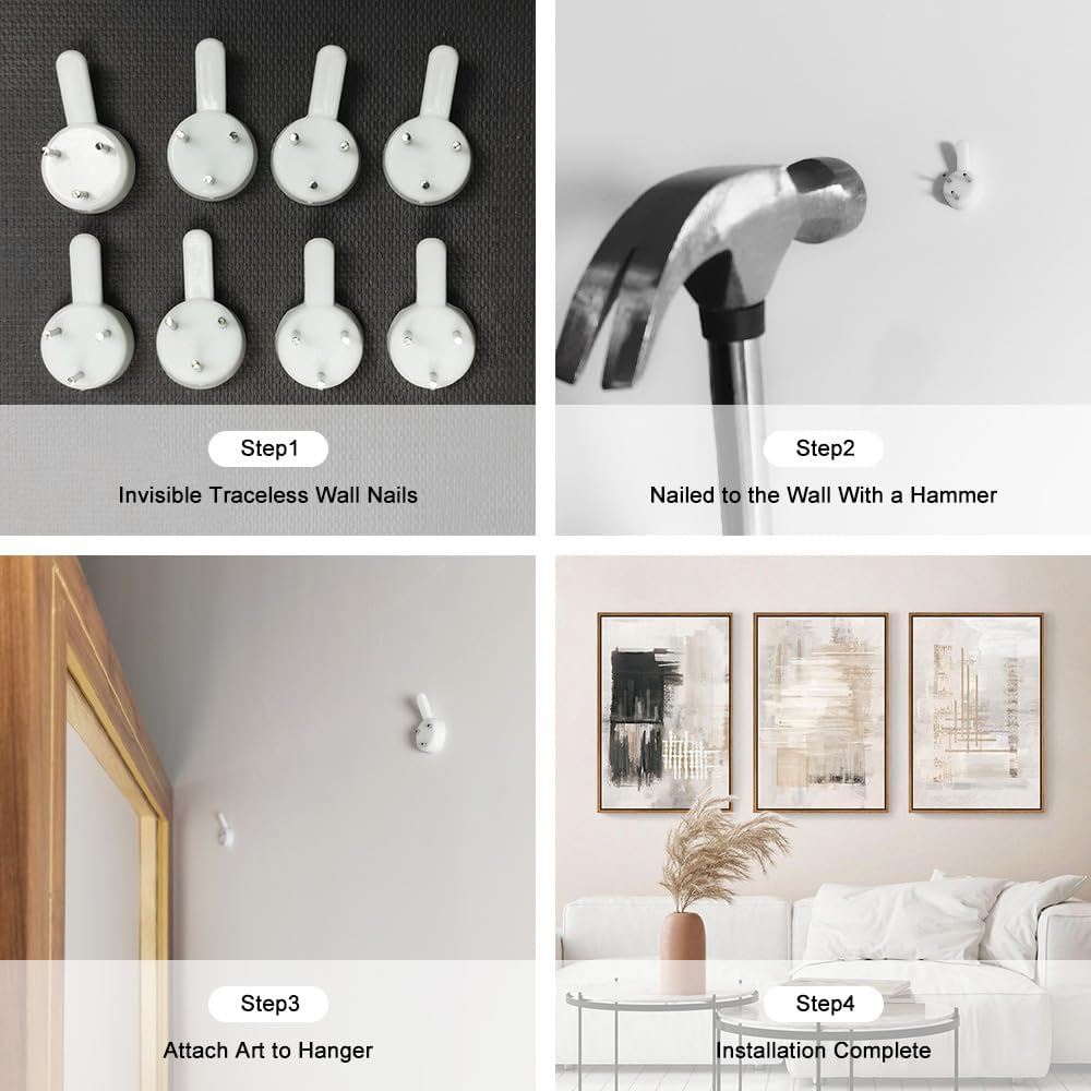 HPINUB Modern Abstract Canvas Wall Art, Set of 3 Framed Art Prints, Black and White Large Wall
