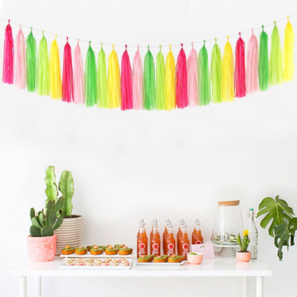 Hawaiian-Themed Pool Party-Decorations Tassel Garland - 25pcs Tropical Jungle Aloha Birthday