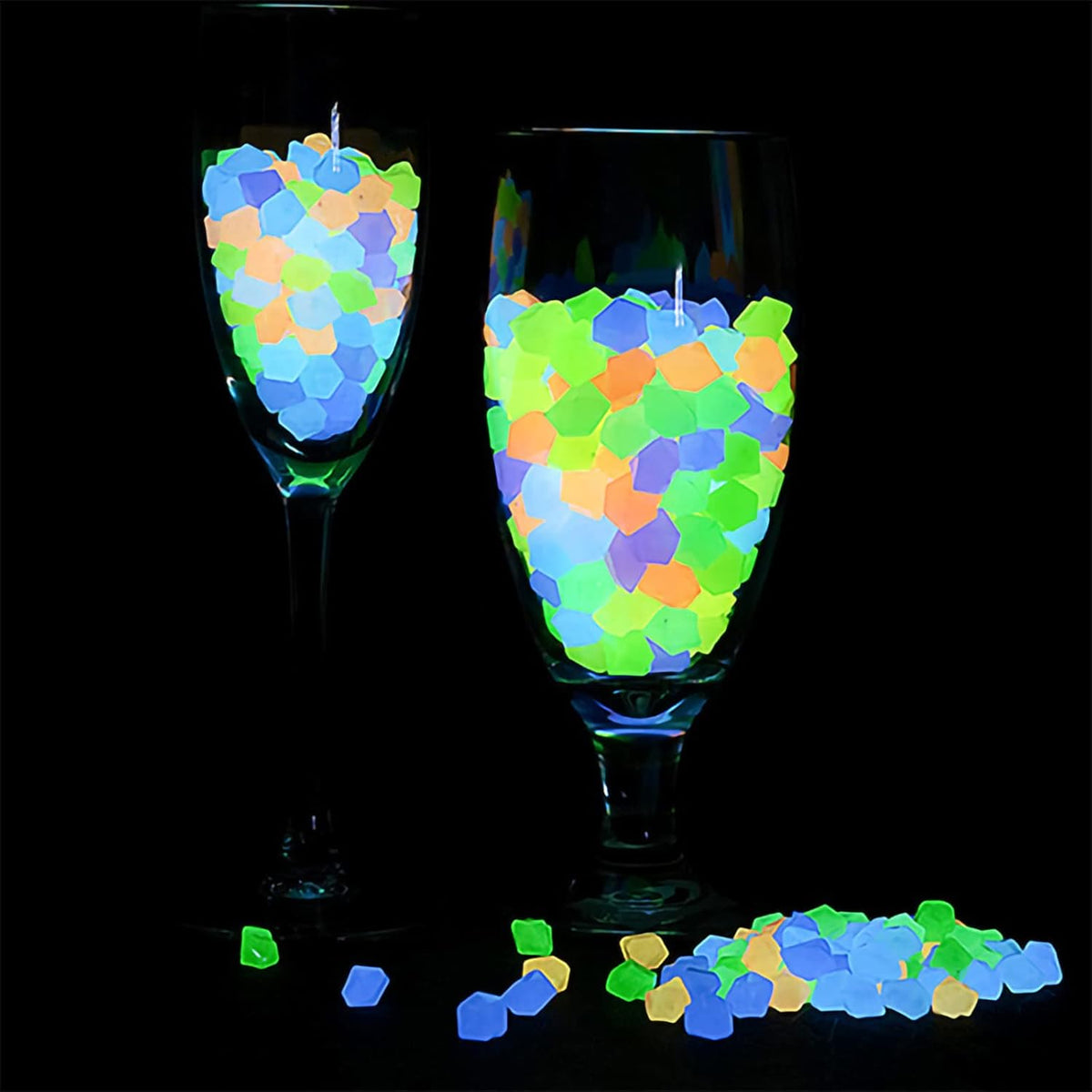Glow in The Dark Rocks, 500PCS Fairy Garden Decorations Stones, Outdoor Decor for Mixd Color