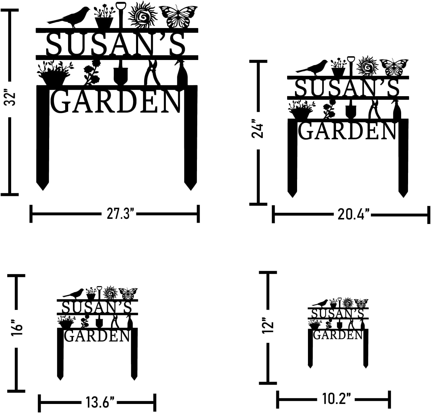 Personalized Garden Sign, Custom Garden Tools Sign with Stakes, Garden Sign with Last Name