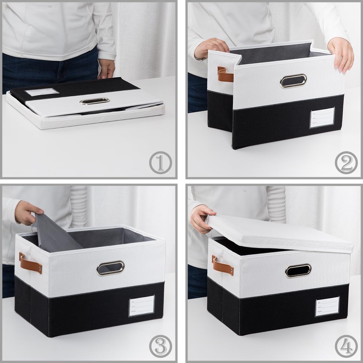 PRANDOM Foldable Storage Bins with Lids [3-Pack] Fabric Collapsible Storage Boxes Baskets Cubes
