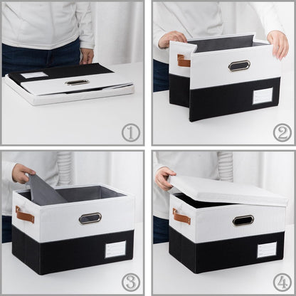PRANDOM Foldable Storage Bins with Lids [3-Pack] Fabric Collapsible Storage Boxes Baskets Cubes
