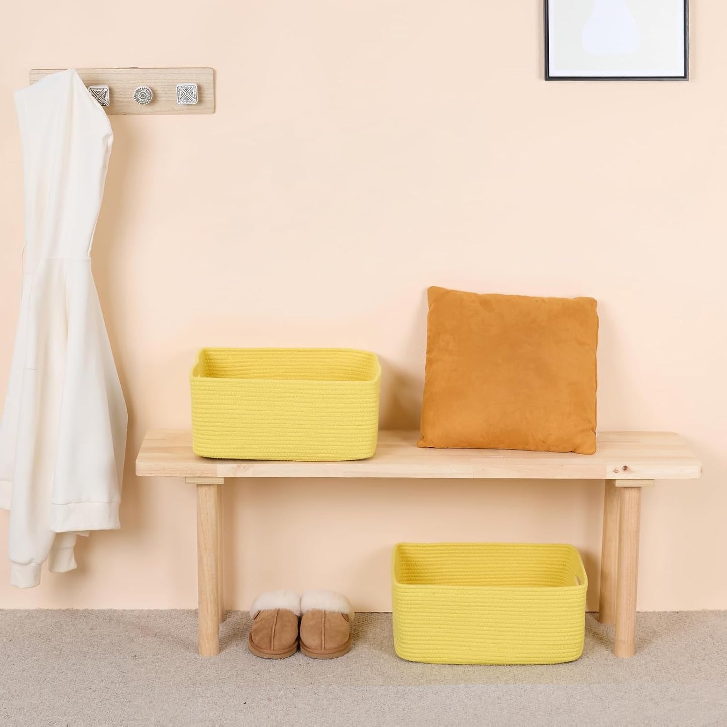 Large Storage Baskets for Organizing, Closet Shelf Baskets for Clothes Blanket Towels, Baby