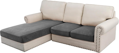 H.VERSAILTEX Velvet Stretch Sectional Couch Covers, 3 Pieces, L-Shaped with Separate Cushions - For