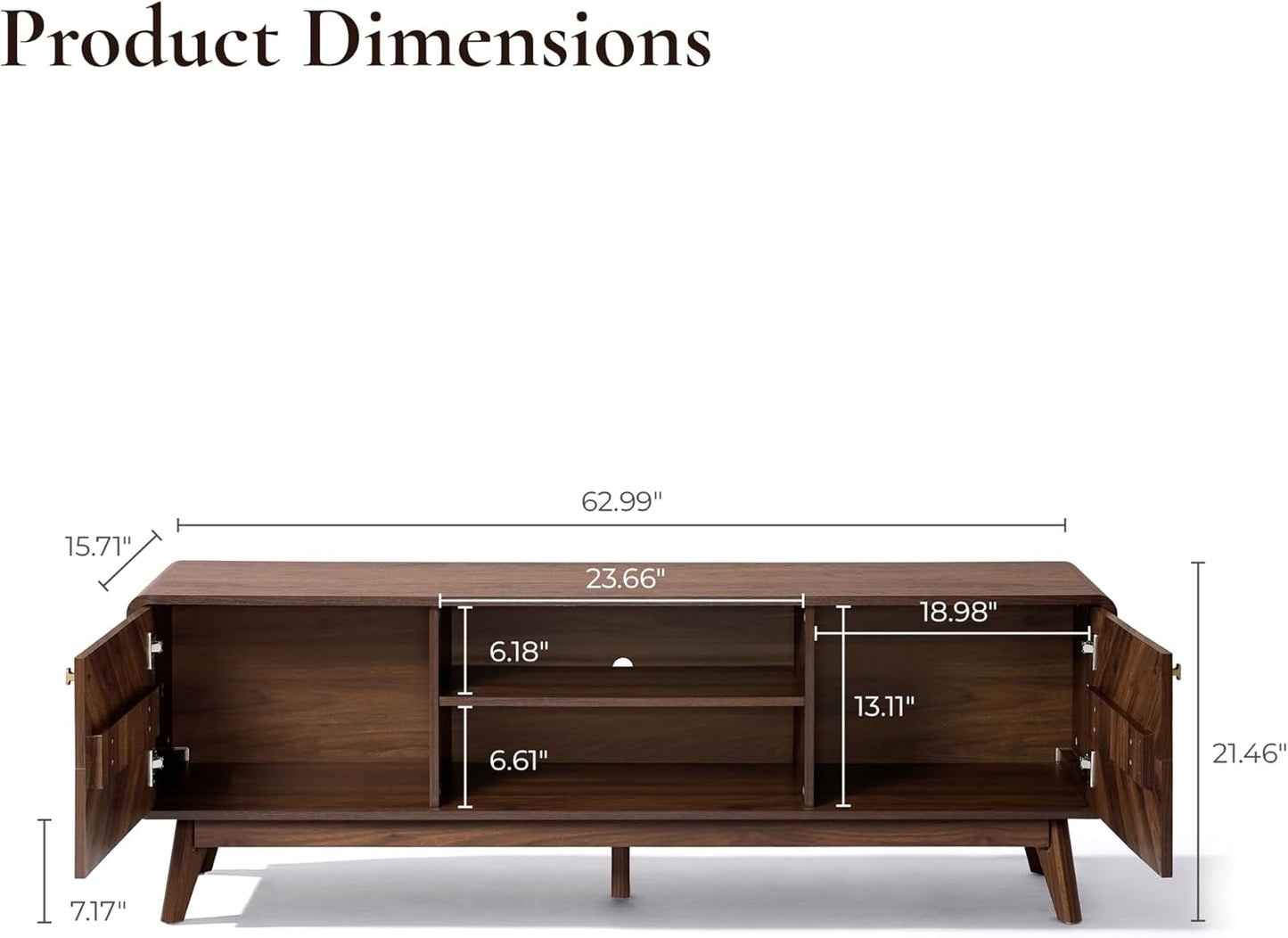 LuxenHome Mid Century Modern TV Stand, 63" TV Stands for Living Room for TVs up to 65"