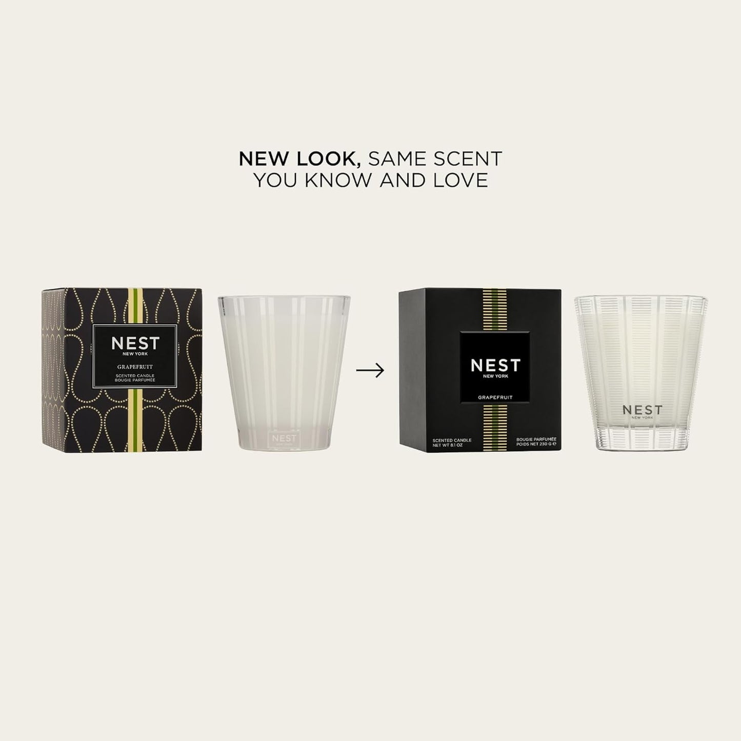 NEST New York Scented Classic Candle, Grapefruit - 8.1 oz - Up to 60-Hour Burn Time - Reusable