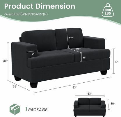 3 Pieces Corduroy Couch Set for Living Room, 8 Seats Cloud Sofa, Deep Seat Floor Couch for Bedroom