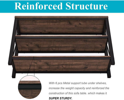 BON AUGURE Rustic Entryway Table, Farmhouse Hallway Table, Console Tables for Entryway, 3 Tier Sofa