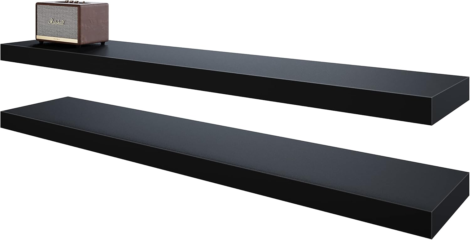 BAMEOS Floating Shelves,40 in W x 8in D Wall Mounted Wooden Shelves with Invisible Brackets Set of