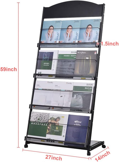 floor magazine rack brochure display stand for offices and public reception area，literature rack