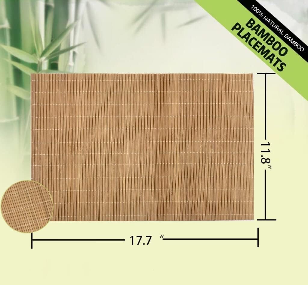 ANDSTAR Set of 24 Bamboo Placemats 17.7X11.8Inch Sushi Rolling Mat Japanese Style Bamboo Mat