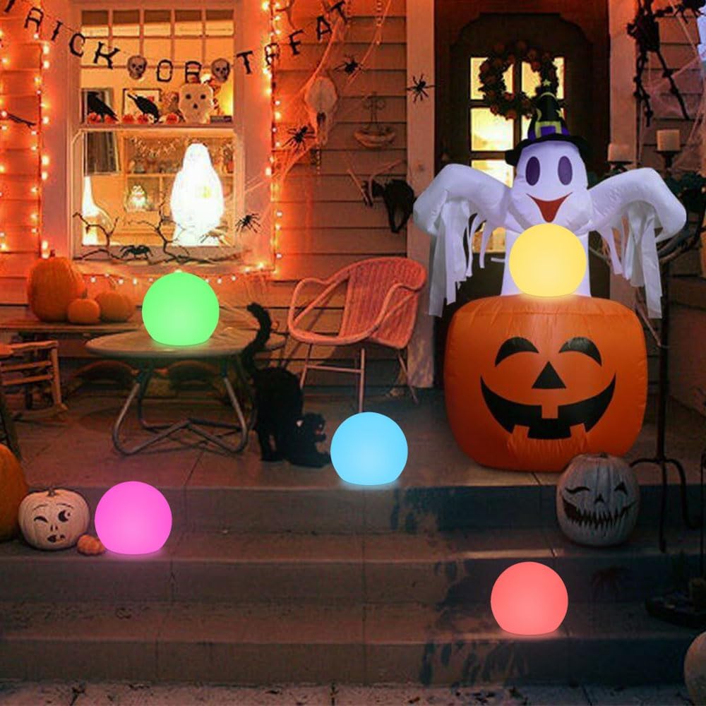8-in Solar Globe Light Outdoor, Waterproof Solar Ball Light for Outside w/Remote, 16 RGB Color