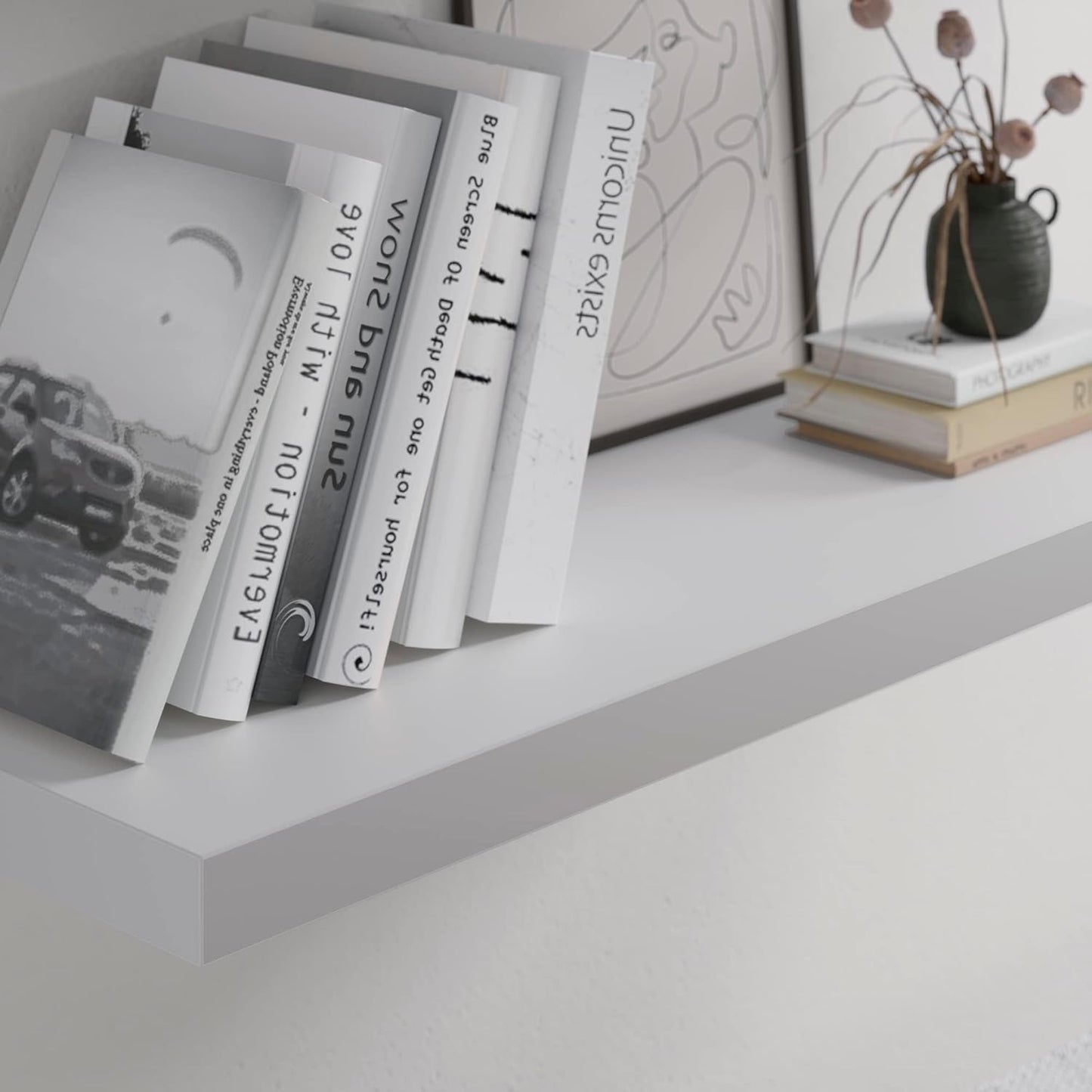 Floating Shelf, Set of 2 Wall Shelf, 24 in W x 12.75 in D x 2 in H Wooden Floating Wall Shelf with