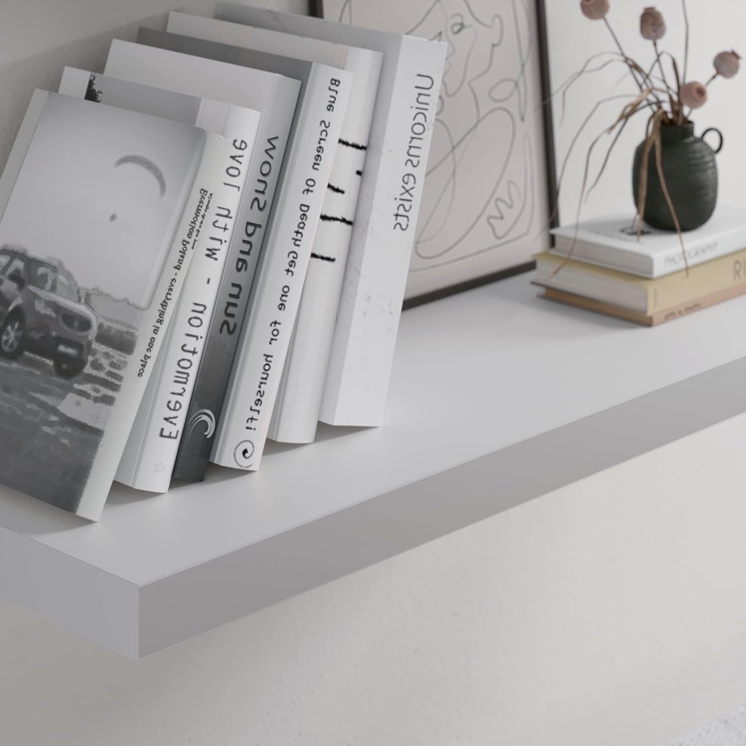 Floating Shelf, Set of 2 Wall Shelf, 24 in W x 12.75 in D x 2 in H Wooden Floating Wall Shelf with