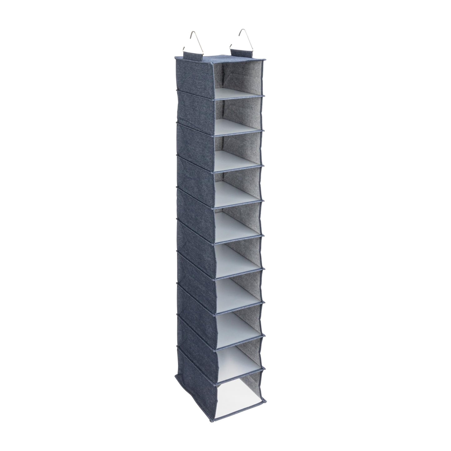 Household Essentials Hanging Narrow Cotton Blend and Plastic Closet Organizer with 10 Storage