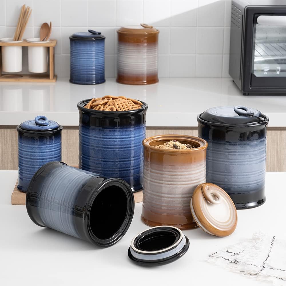 Nihow Ceramic Food Storage Jar Sets: Container with Air Tight Ceramic Lid for
