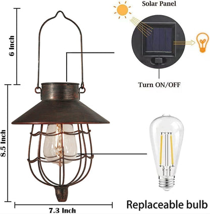 YAKii 2 Pack Solar Lantern Hanging Waterproof Outdoor Metal Solar Lamp with Warm White Light