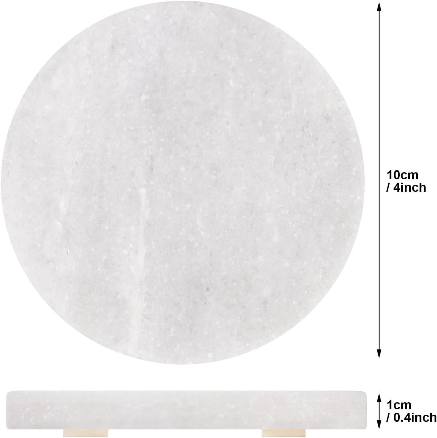White Marble Coasters with Bling Particles, Set of 6 - Natural Marble Stone Drink Coaster with