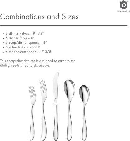 Silverware Set for 6 | 18/10 Stainless Steel Flatware Set | Mirror Finish, Heavy-Duty, Dishwasher