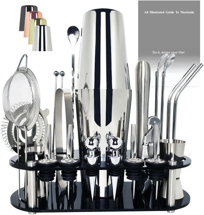 22-Piece Cocktail Shaker Set, 25/20oz Bartender Kit, Bartending Stainless Steel Bar Tools Sets for