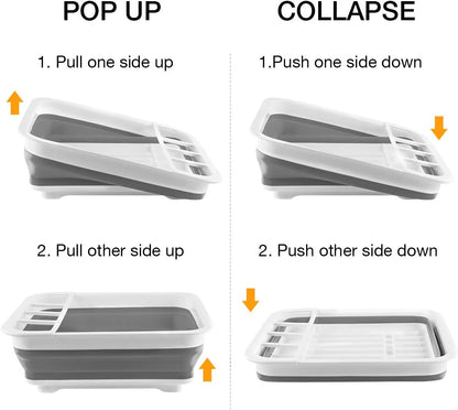 THANSTAR Collapsible Dish Drying Rack Portable Dinnerware Drainer Organizer for Kitchen RV Campers