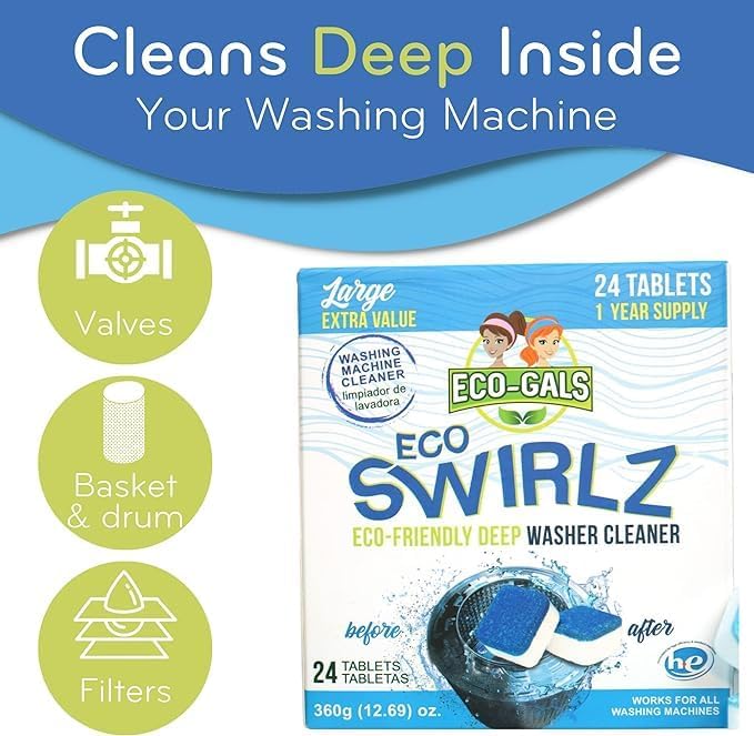 Washing Machine Cleaner and Deodorizing Tablets For Front & Top Load Washers Including H.E. to