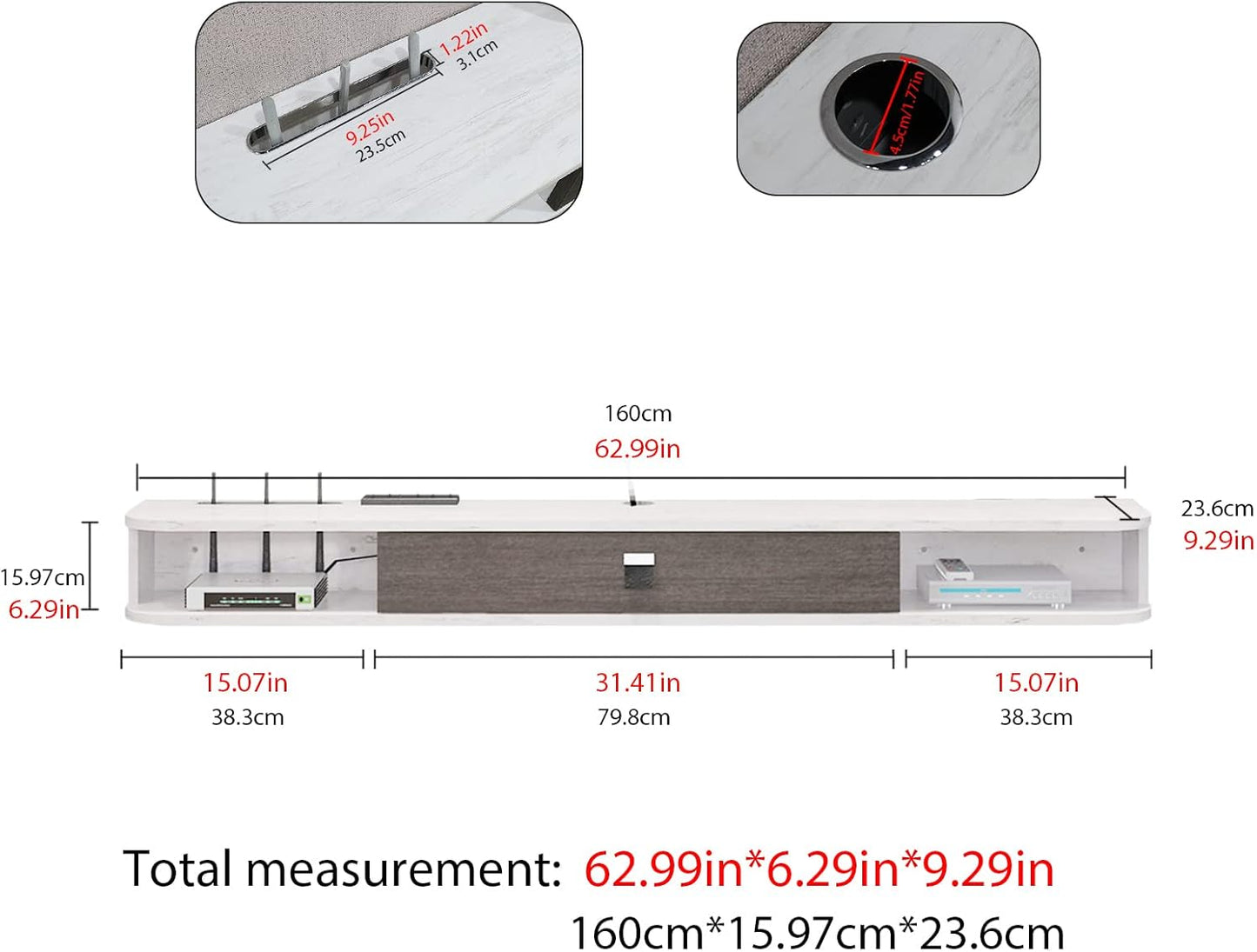 Pmnianhua Floating TV Console,63'' Wall-Mounted Media Console TV Cabinet Floating TV Stand