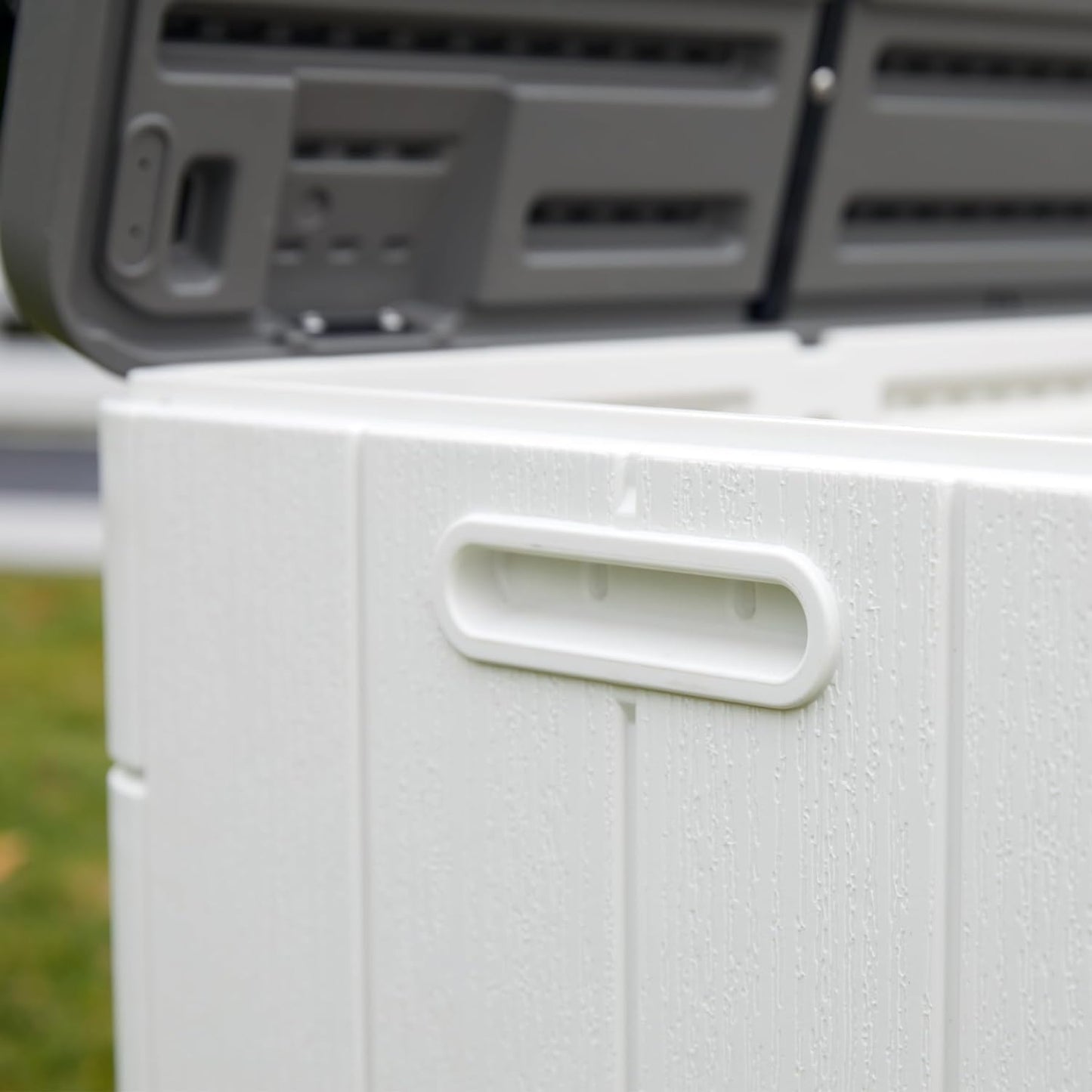 100 Gallon Outdoor Storage Box Waterproof Lockable Resin Deck Box Large, Patio Storage Bin for Pool