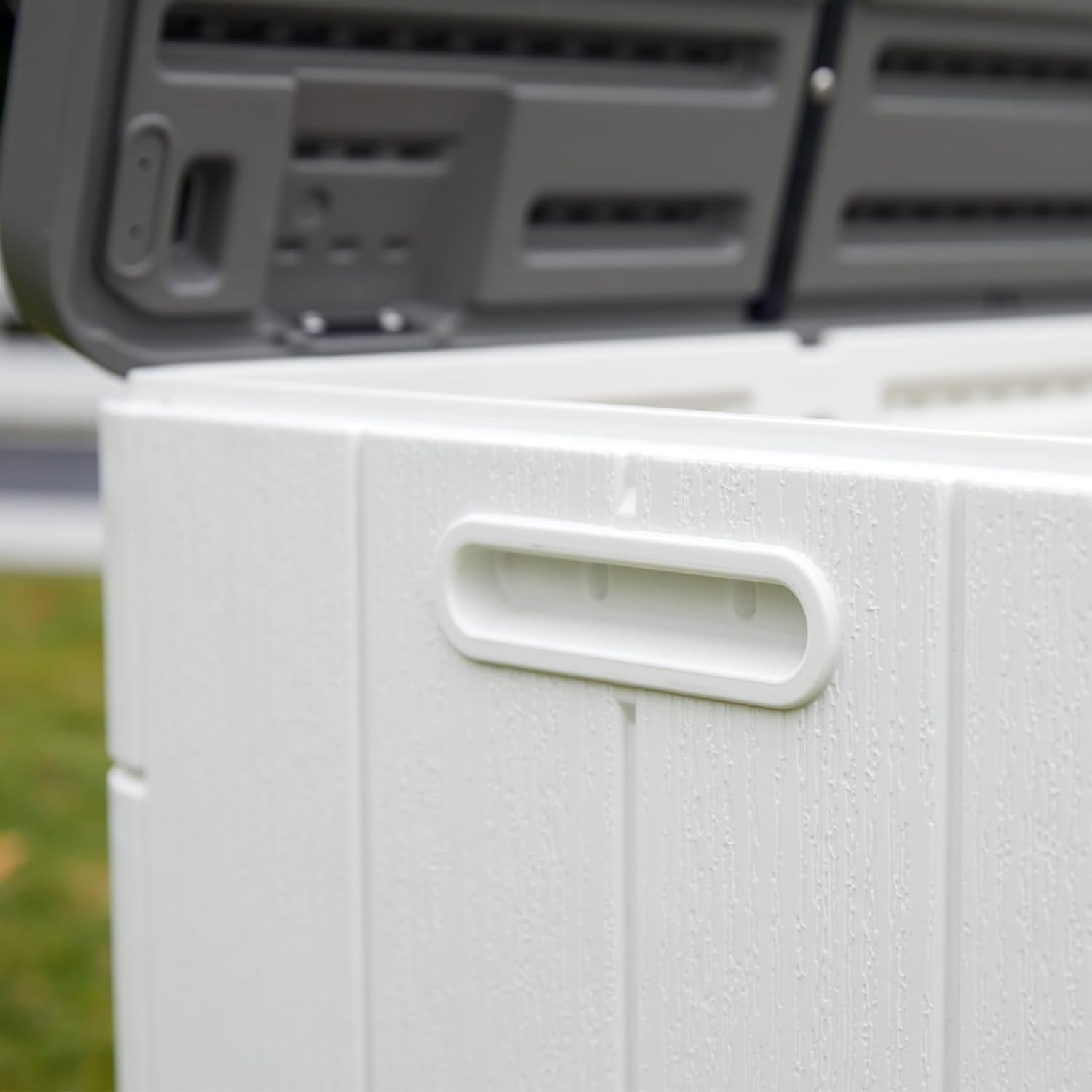 100 Gallon Outdoor Storage Box Waterproof Lockable Resin Deck Box Large, Patio Storage Bin for Pool