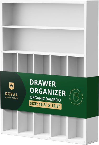 ROYAL CRAFT WOOD Luxury Bamboo Kitchen Drawer Organizer - Silverware Organizer - Utensil Holder and