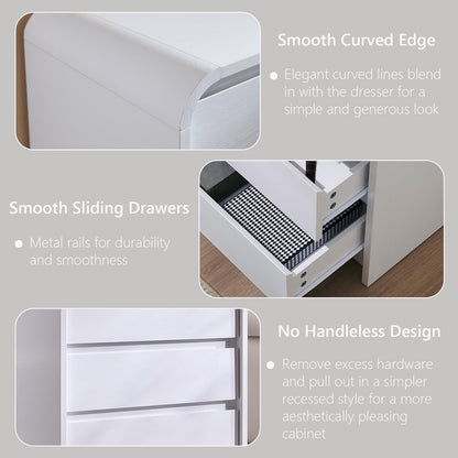 25" Tall Modern Nightstand with Charging Station, 23.6'' Wide Wood Bedside Table w/3 Storage