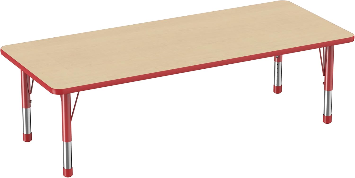 FDP Rectangle Activity School and Classroom Kids Table (30 x 72 inch), Chunky Toddler Leg