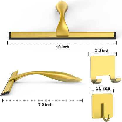 All-Purpose Stainless Steel Shower Squeegee for Shower Doors with 2 Adhesive Hooks, Bathroom