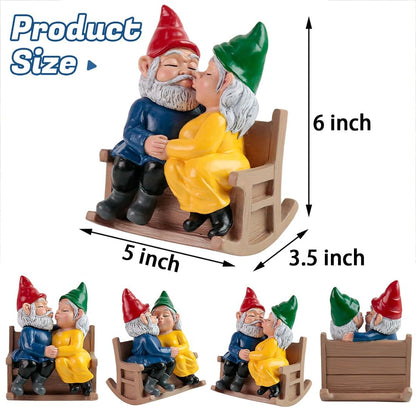Kiss Garden Gnome Statue Valentine's Day Gifts Couple in Love Collectible Figurine Mr and Mrs Gnome
