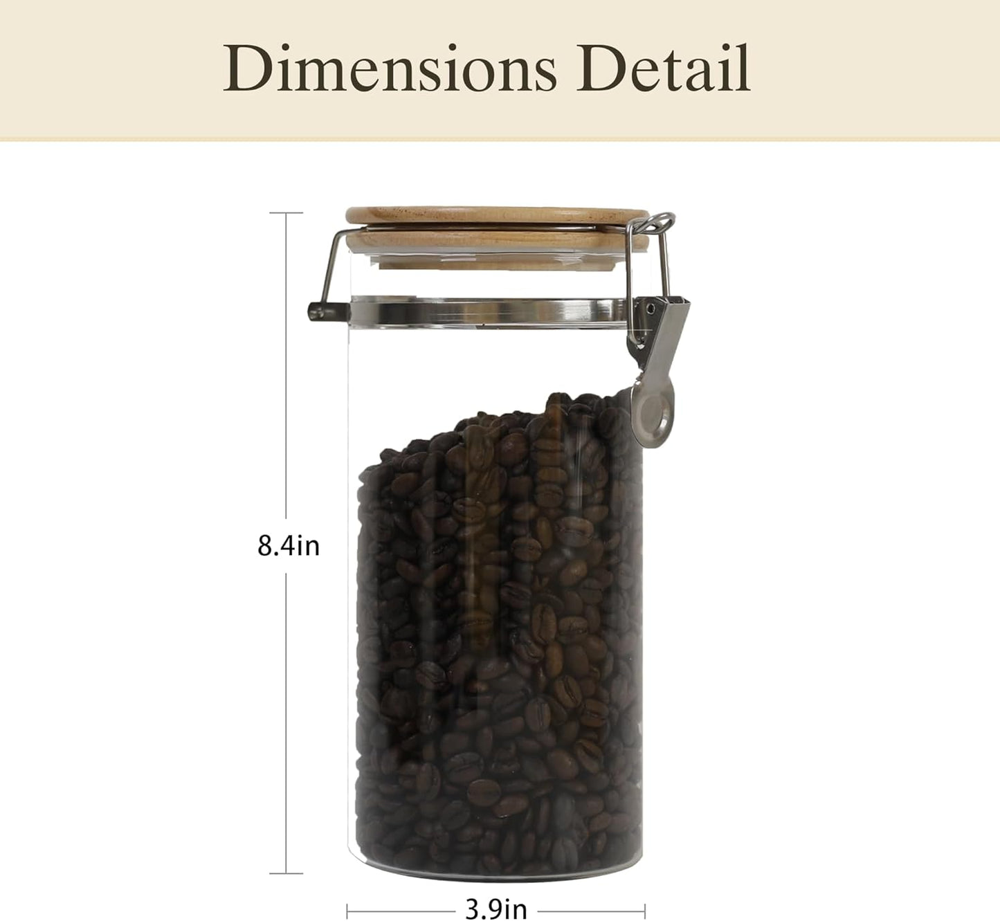 Glass Coffee Canister Coffee Containers for Ground Coffee Coffee Bean Storage Airtight Seal with