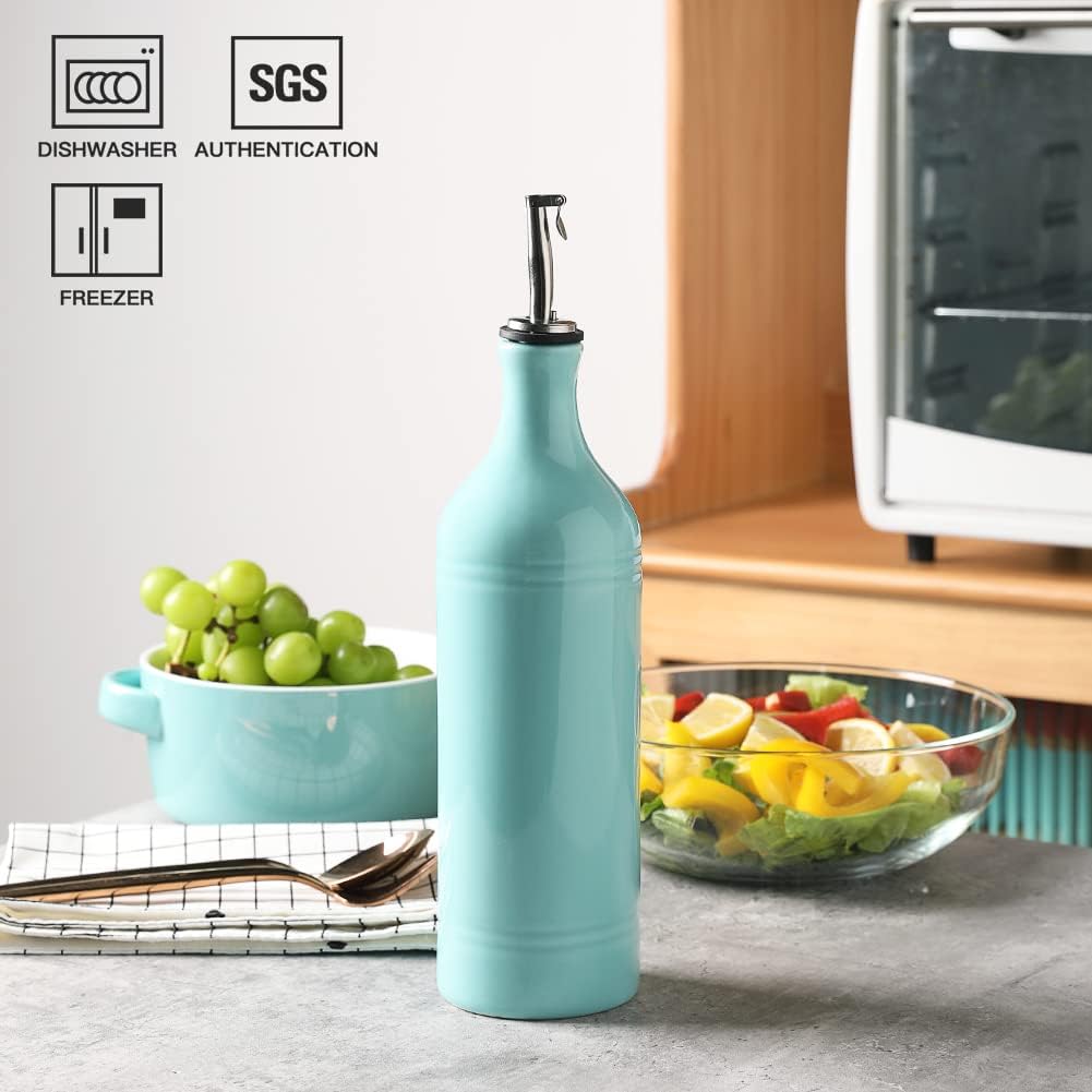 Sweejar Large Ceramic Olive Oil Dispenser Bottle, Opaque Oil Cruet Protects Oil to Reduce