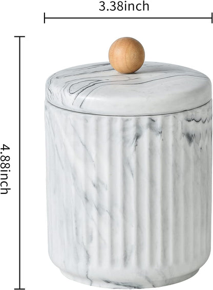 Bathroom Canister with Lid Qtip Holder Dispenser Jar Storage Organizer for Bathroom, Bedroom