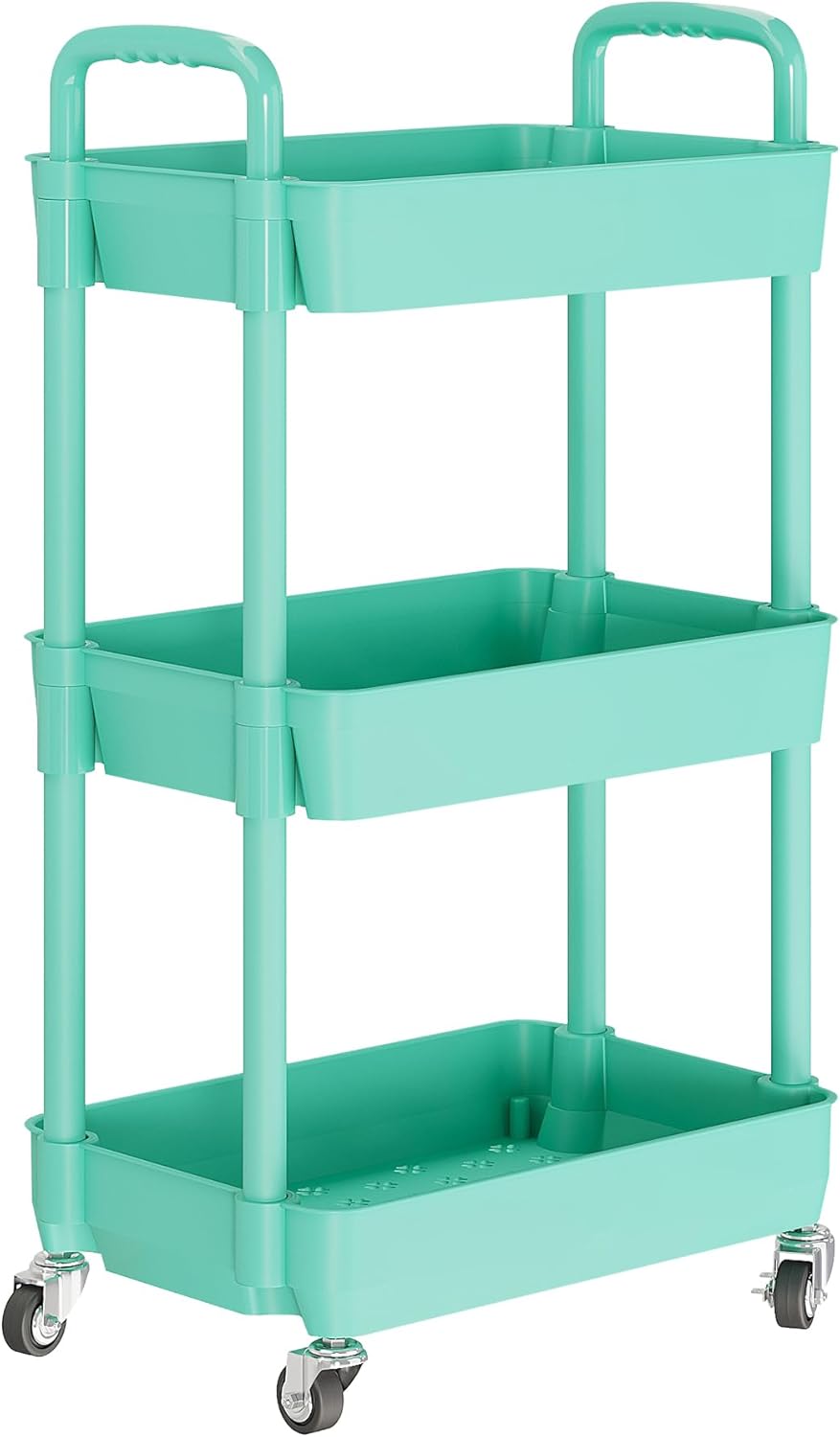 Laiensia 3-Tier Rolling Cart with Wheels,Multifunction Utility Storage carts, Kitchen Storage